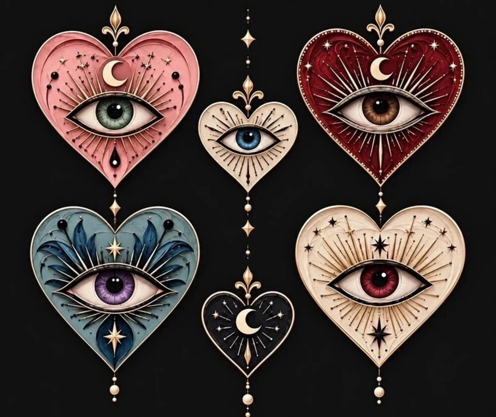 8x10 Framed Celestial Heart Evil Eye Art Print
